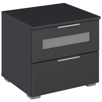 Nachtkästchen Mars 2L-GR Grau/Klar - Klar/Alufarben, KONVENTIONELL, Glas/Holzwerkstoff (47/43/42cm) - Mömax