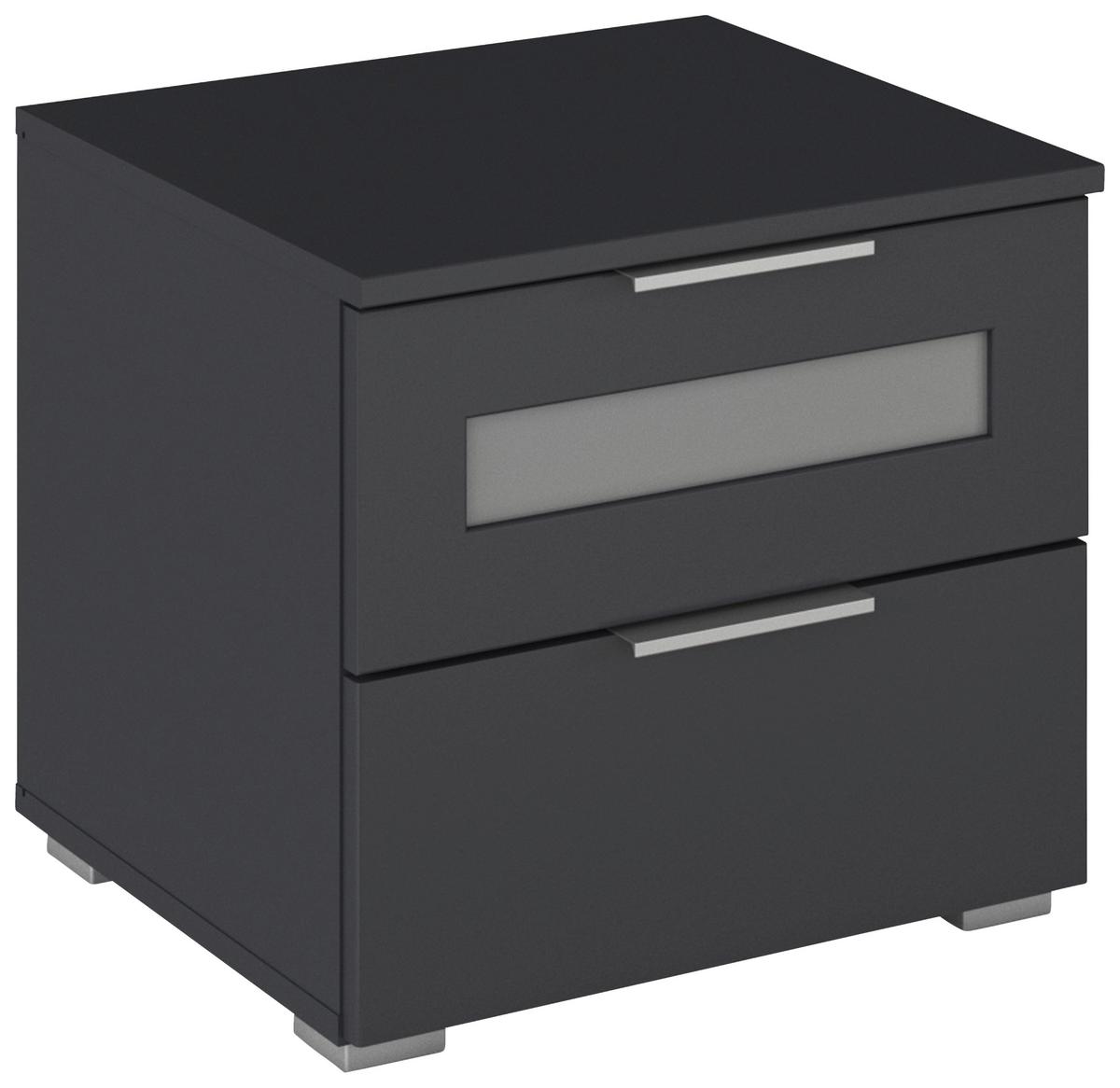 Nachtkästchen Mars 2L-GR Grau/Klar - Klar/Alufarben, KONVENTIONELL, Glas/Holzwerkstoff (47/43/42cm) - Mömax