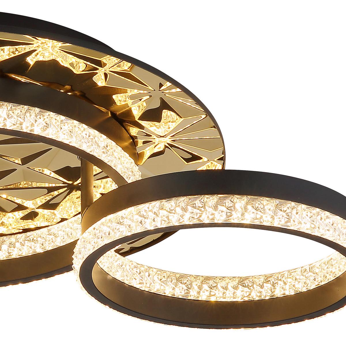 LED-DECKENLEUCHTE 67361G DELLA II - Klar/Goldfarben, Design, Kunststoff/Metall (50,5/40/14cm) - Globo