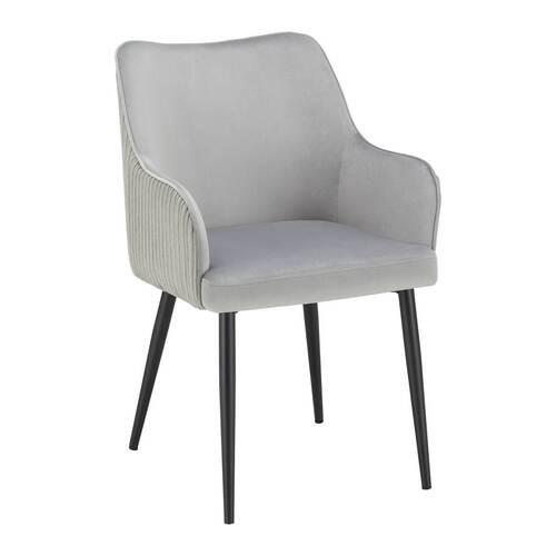 Armlehnstuhl Caria Hellgrau Samt Gepolstert - Hellgrau/Schwarz, MODERN, Holz/Textil (57/89/60cm) - Bessagi Home