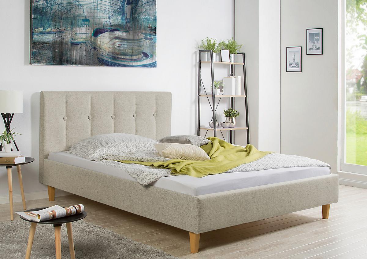 Polsterbett Kenny Beige ca. 140x200 cm - Beige/Naturfarben, MODERN, Holz/Textil (140/200cm) - Livetastic