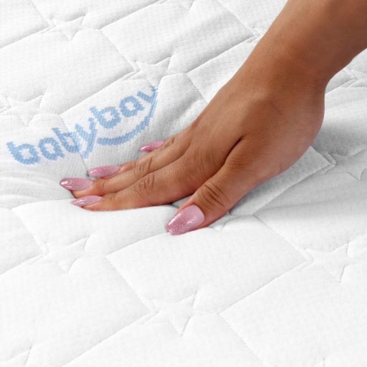 MATERAC DO ŁÓŻKA DOSTAWNEGO MEDITEX ANGEL WAVE BLAU - biały, Basics, tkanina (89/49,50cm) - Babybay