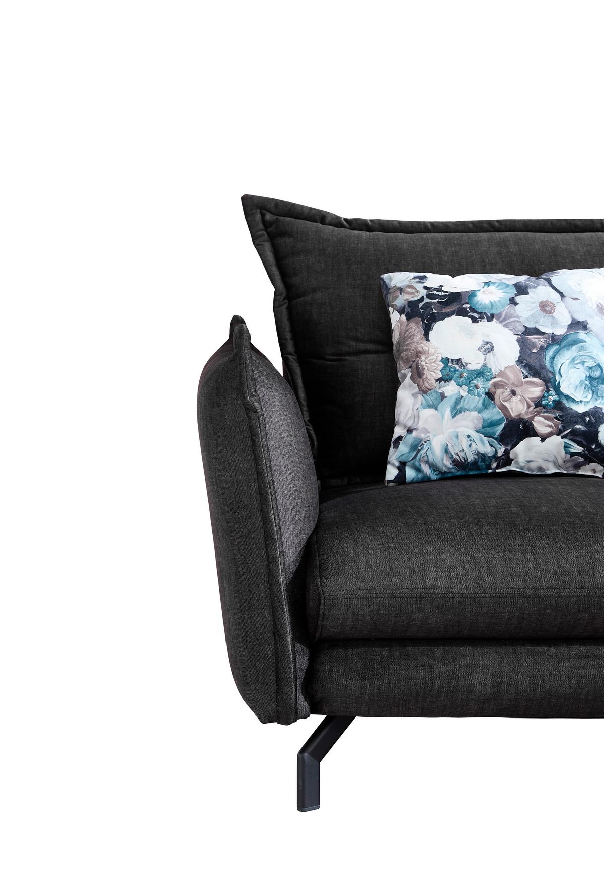 Wohnlandschaft Lava Anthrazit Velours - Türkis/Anthrazit, MODERN, Textil/Metall (255/180cm) - Livetastic