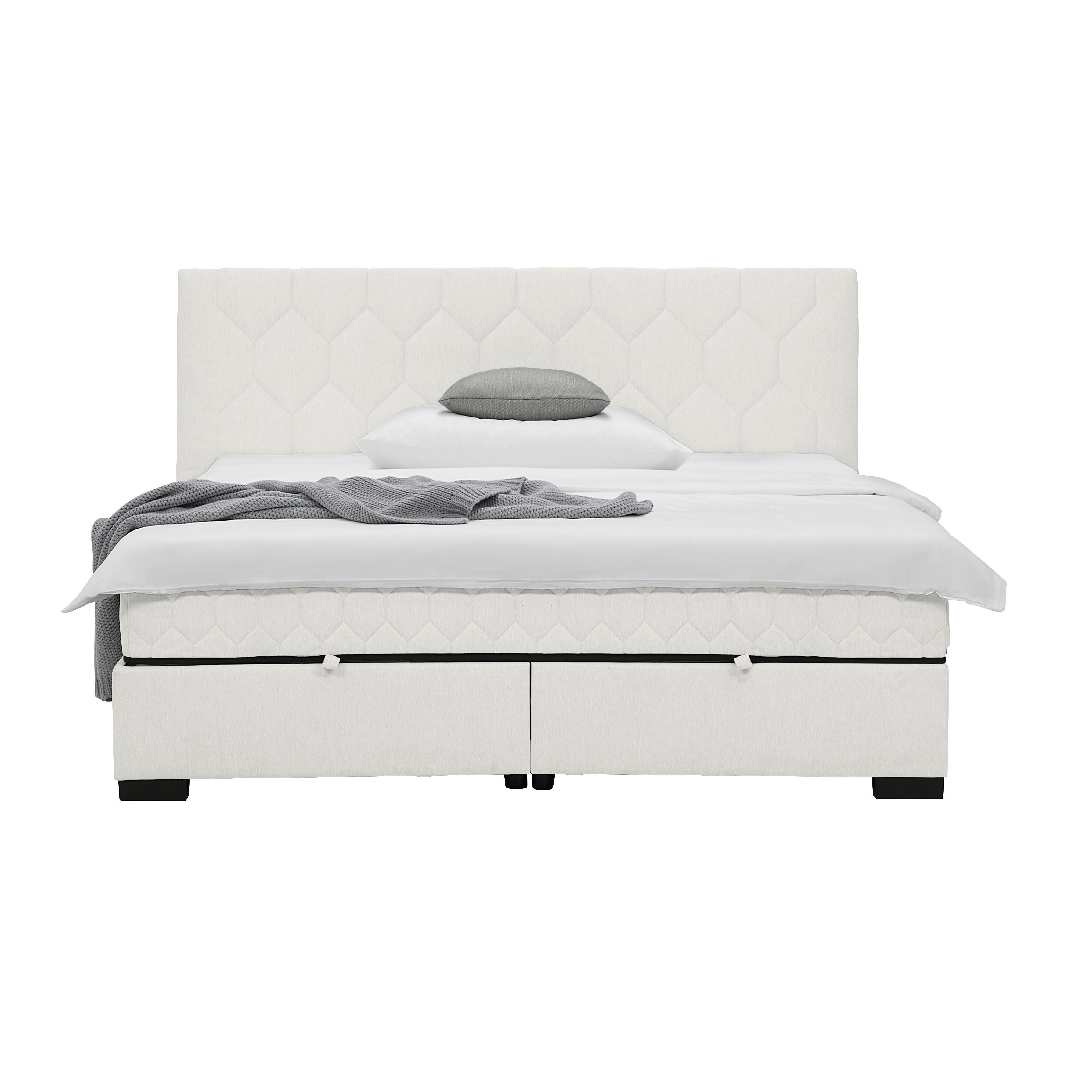 Boxbett Maya-D Creme ca. 180x200cm - Creme/Schwarz, Konventionell, Holz/Holzwerkstoff (180/200cm) - Mömax