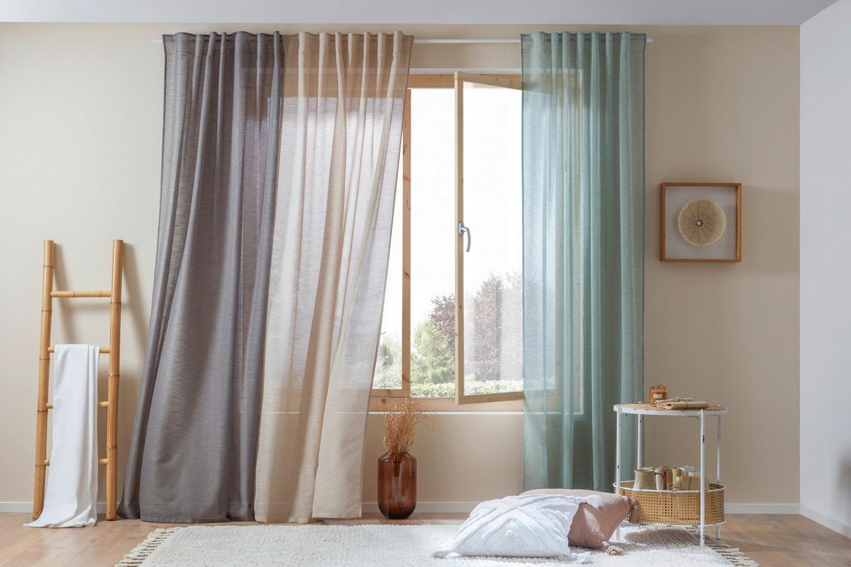 Készfüggöny Eva - szürke, Romantik / Landhaus, textil (140/255cm) - Premium Living