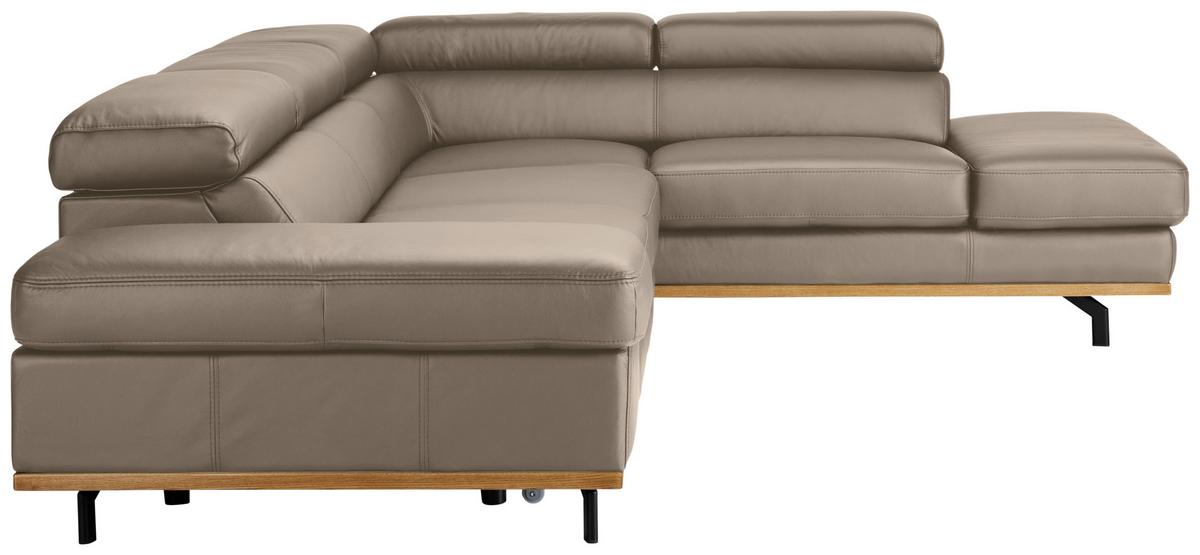 Wohnlandschaft Carmen rechts Creme - Creme/Schwarz, MODERN, Leder/Holz (292/72/226cm) - Premium Living