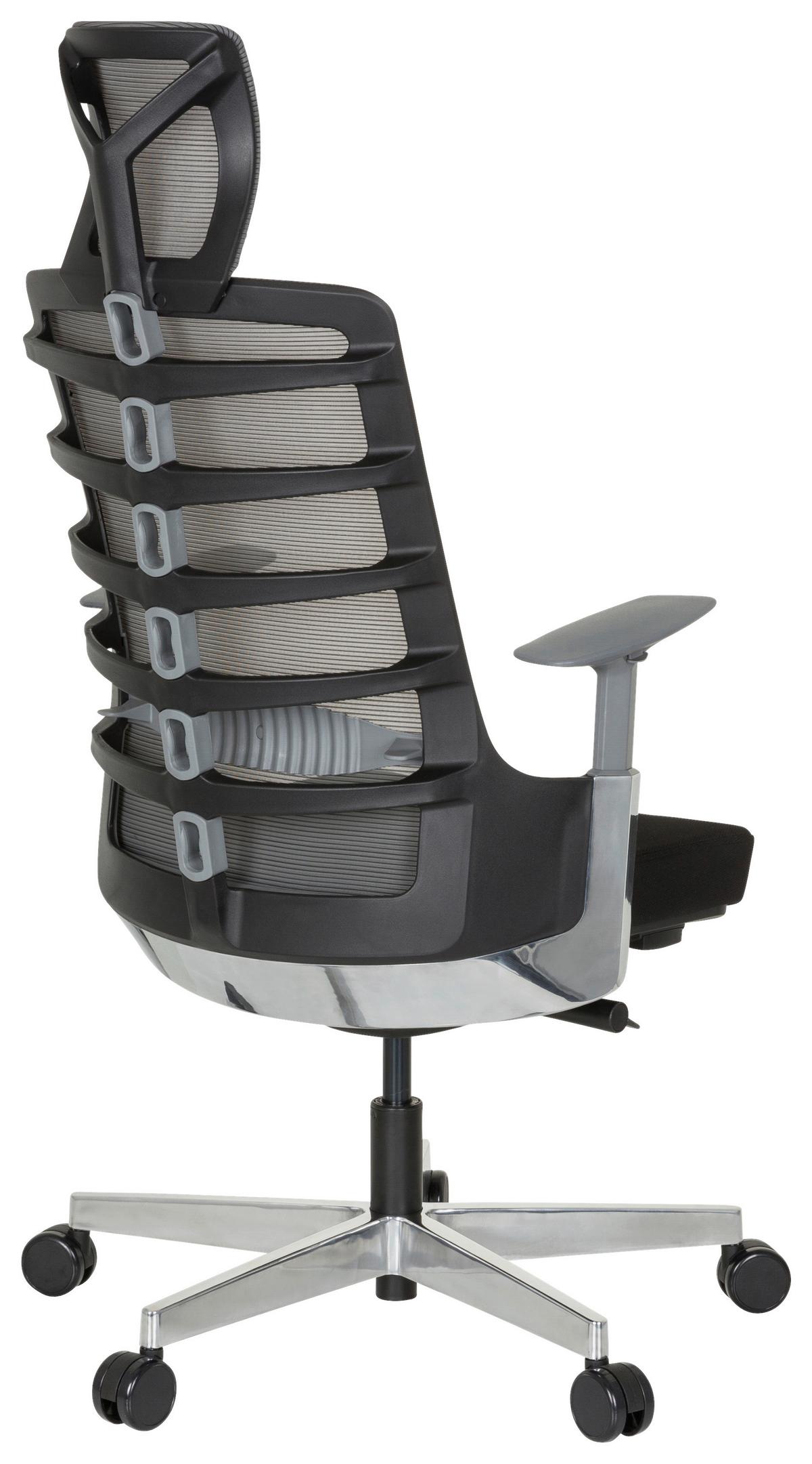 Drehstuhl Skarif Grau/Schwarz - Schwarz/Alufarben, MODERN, Kunststoff/Textil (64/128/62cm) - MID.YOU