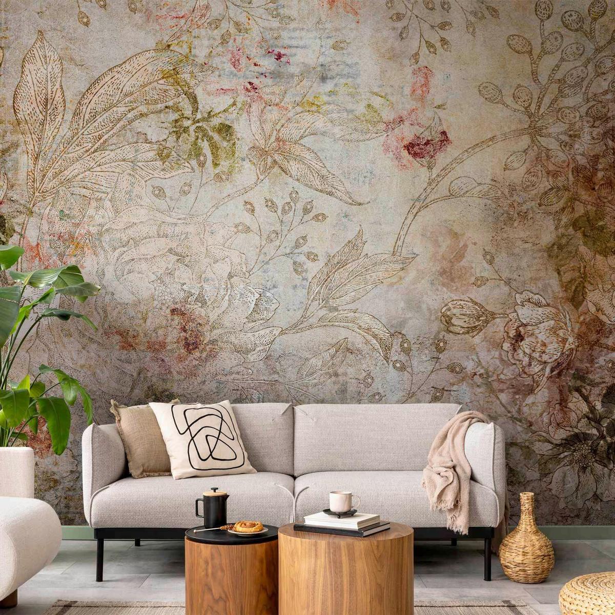 Fototapeta Old Postcard, 250x175cm - barve konjaka/svetlo siva, Trendi, tekstil (250/175cm) - artgeist