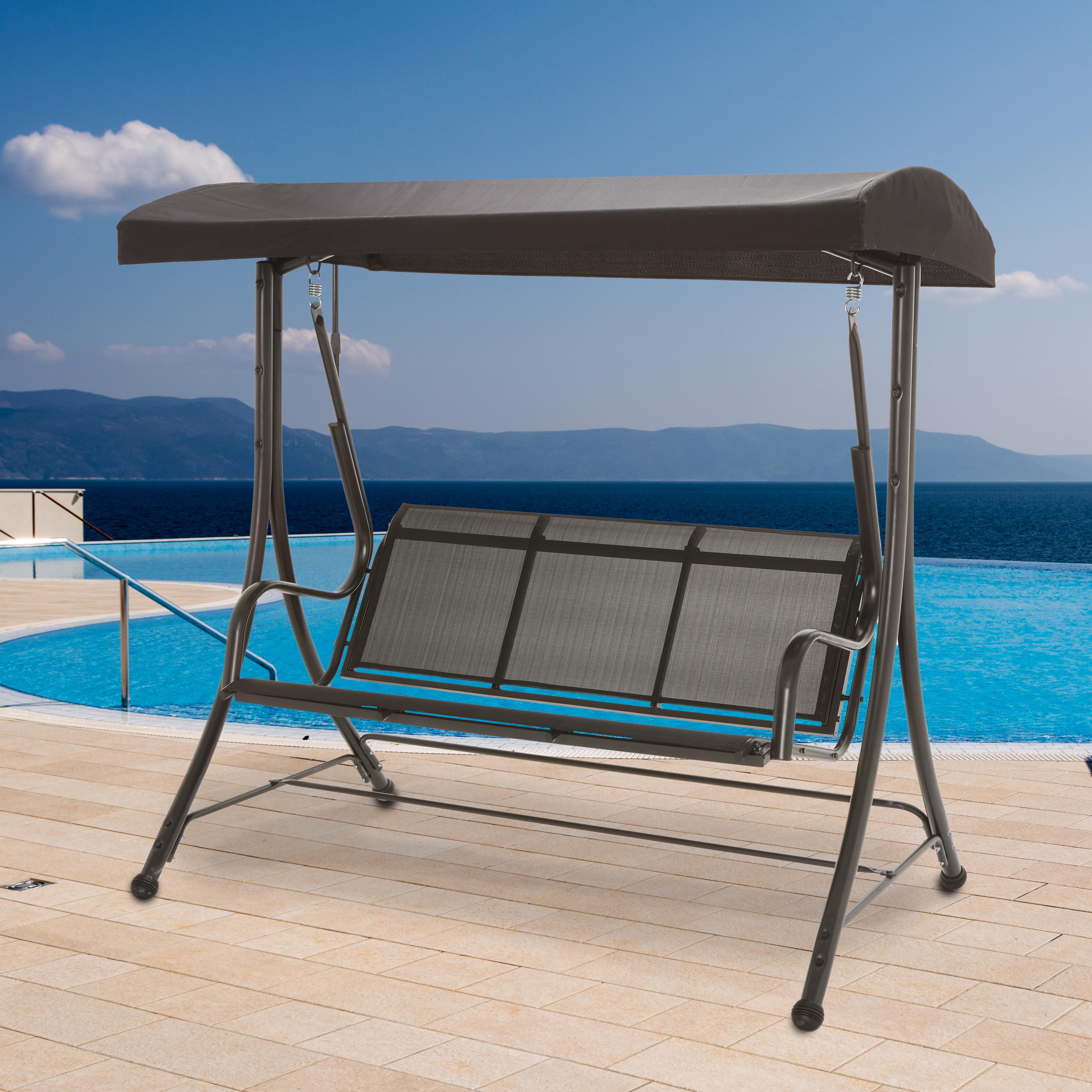 Hollywoodschaukel Sonja in Schwarz - Schwarz, MODERN, Textil/Metall (190/178/120cm) - Bessagi Garden