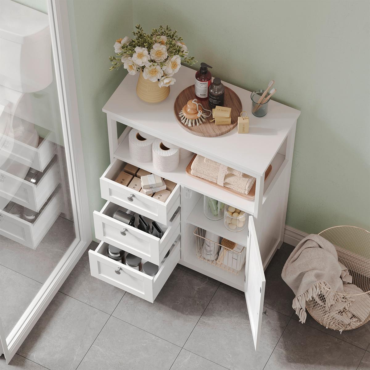MIDISCHRANK FLOOR CABINET - Chromfarben/Weiß, MODERN, Holzwerkstoff/Metall (60/80/30cm) - MID.YOU