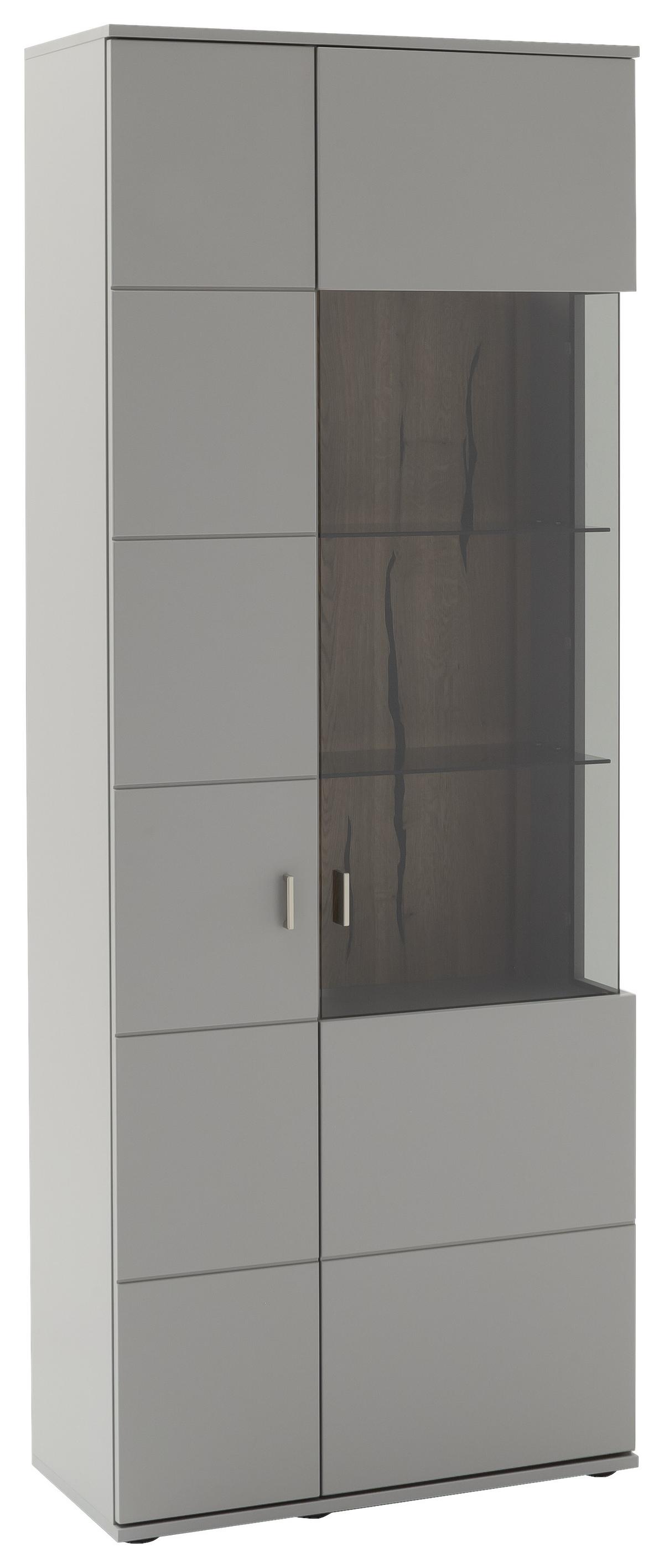 WITRYNA SEVILLA - kolor dębowy/czarny, Design, materiał drewnopochodny/tworzywo sztuczne (80/207/38cm) - MID.YOU