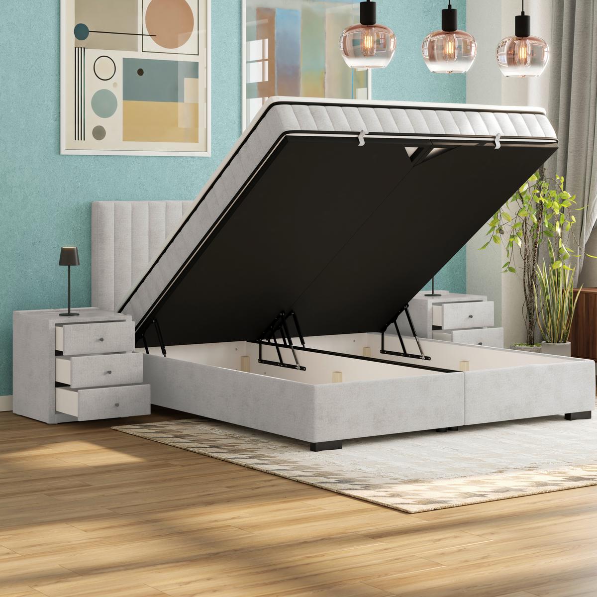 Box Krevet Maya C - svijetlo siva/crna, Moderno, drvni materijal/drvo (160/200cm) - Modern Living