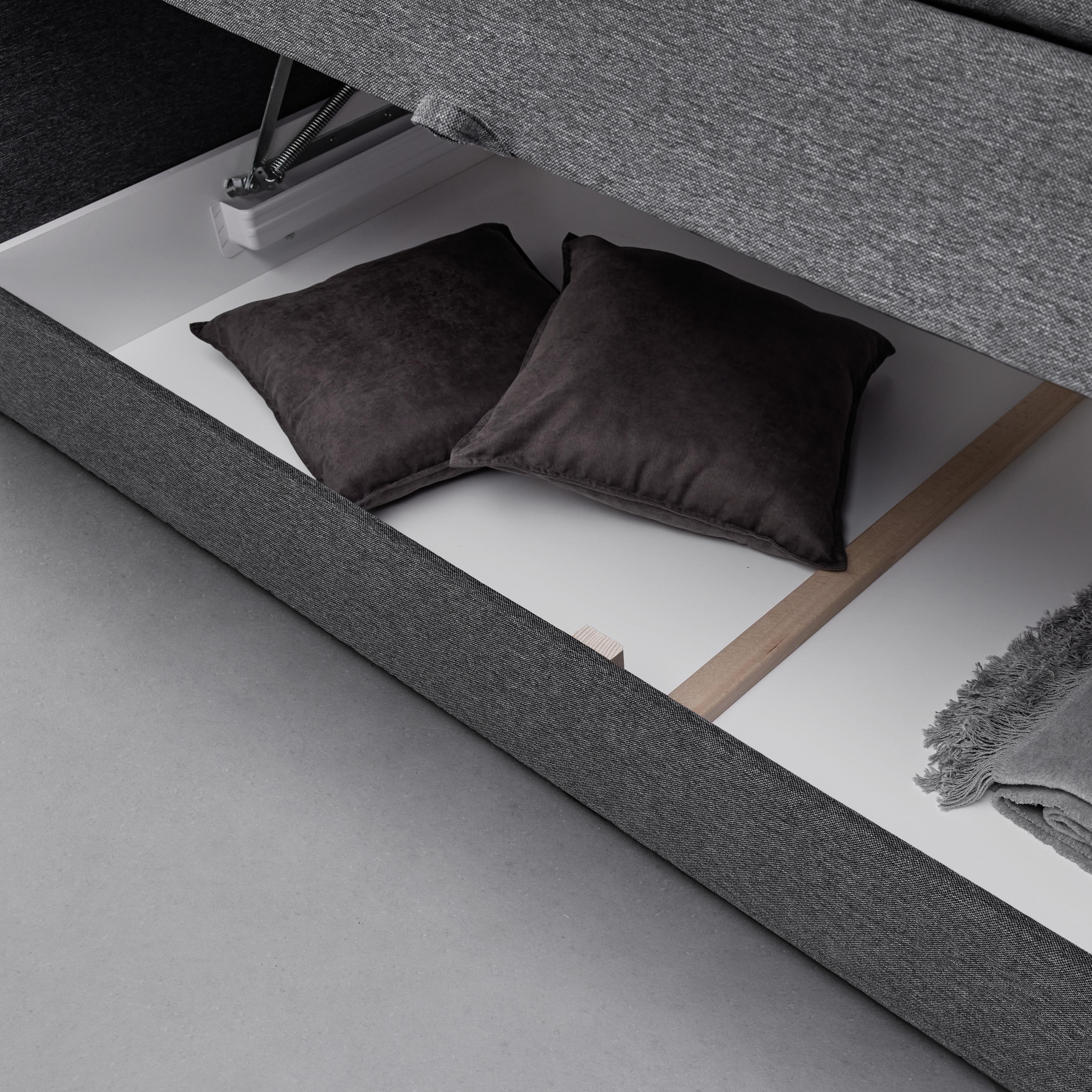 Postelja Boxspring Lori, Temno Siva, 180x200 - temno siva/črna, Moderno, tekstil/les (180/118/212cm) - Bessagi Home