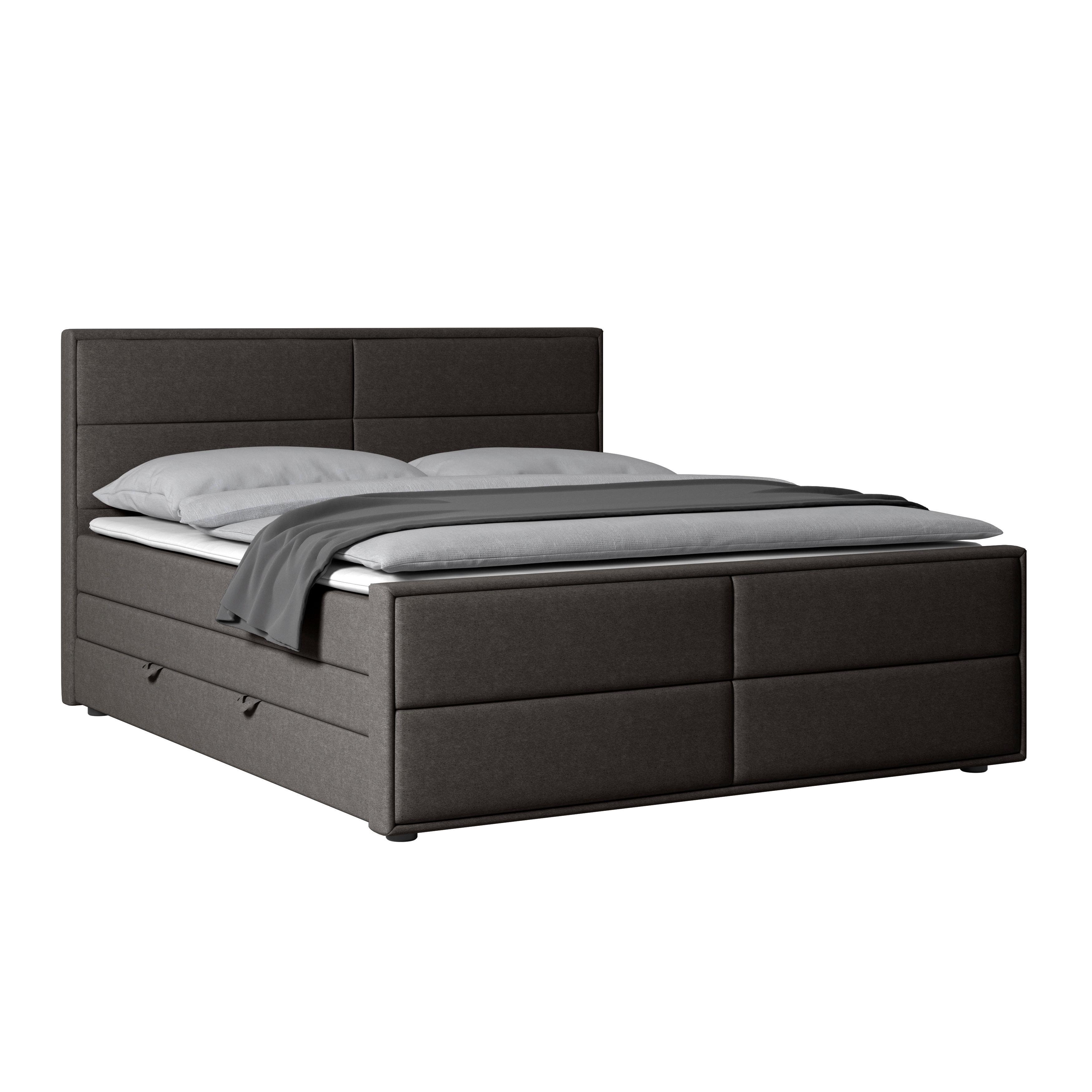 Boxspringbett Palermo ca. 180x200 cm Anthrazit - Anthrazit, MODERN, Holz/Kunststoff (180/200cm) - MID.YOU