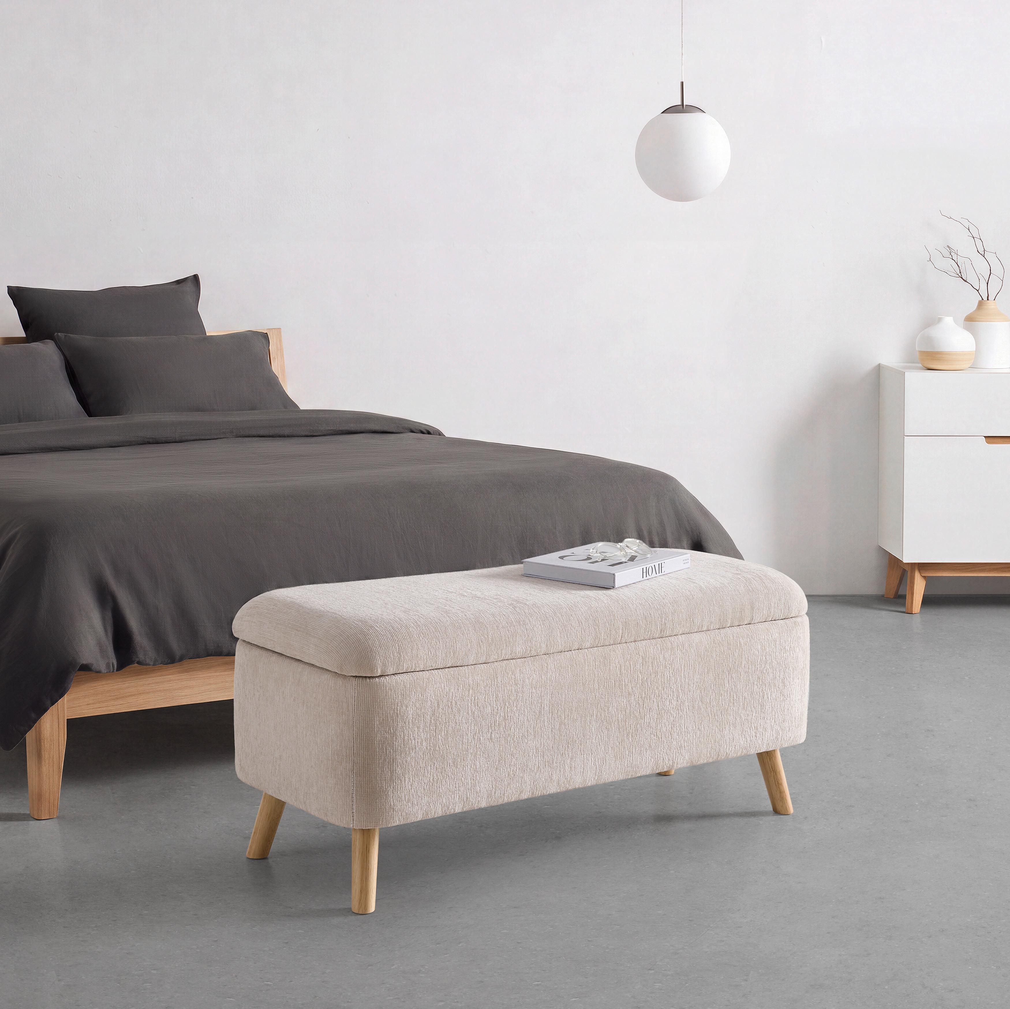 SITTBÄNK JENSON -EXKLUSIV- - beige/naturfärgad, Modern, trä/textil (100/43/40cm) - Mömax