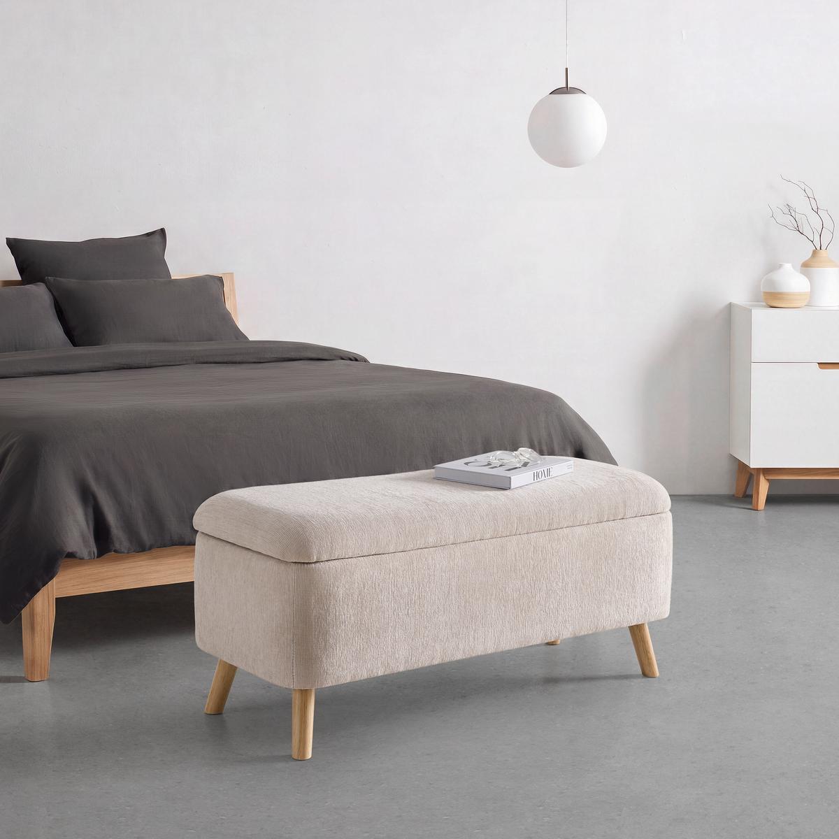 Sitzbank Jenson Beige - Beige/Naturfarben, MODERN, Holz/Textil (100/43/40cm) - Mömax
