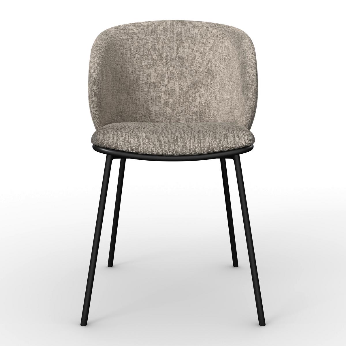 Stuhl Malea Greige Chenille Gepolstert - Greige/Schwarz, MODERN, Holz/Textil (49/81/52cm) - Bessagi Home