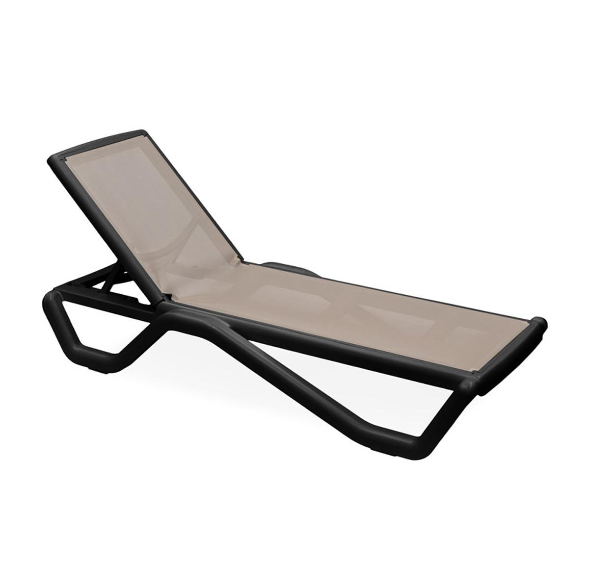Napozóágy Goa - antracit/taupe, műanyag (191/57/30-90cm)