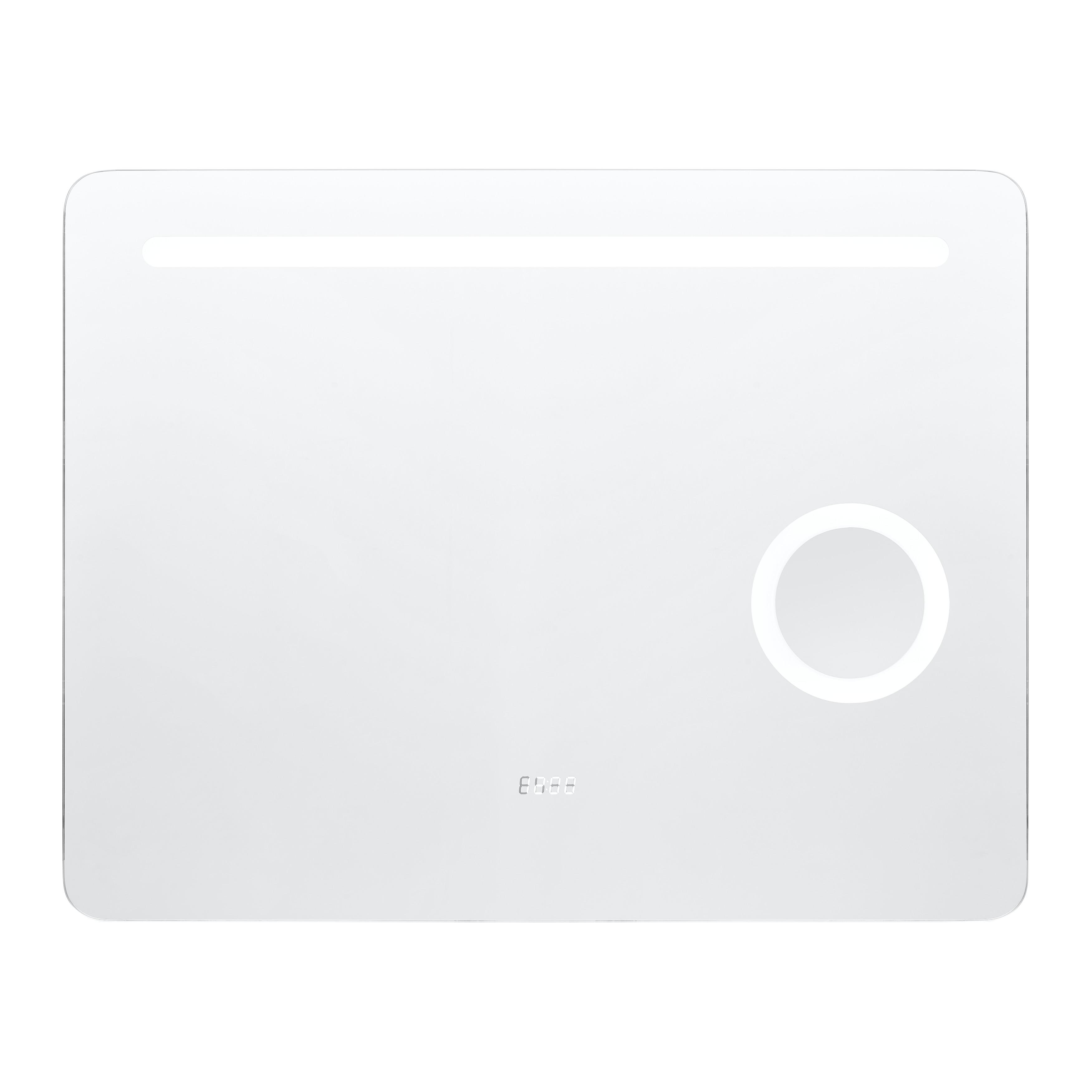 Wandspiegel Silberfarben inkl. LED 'Mirror' - Silberfarben/Grau, Basics, Glas/Holzwerkstoff (80/62/10cm)