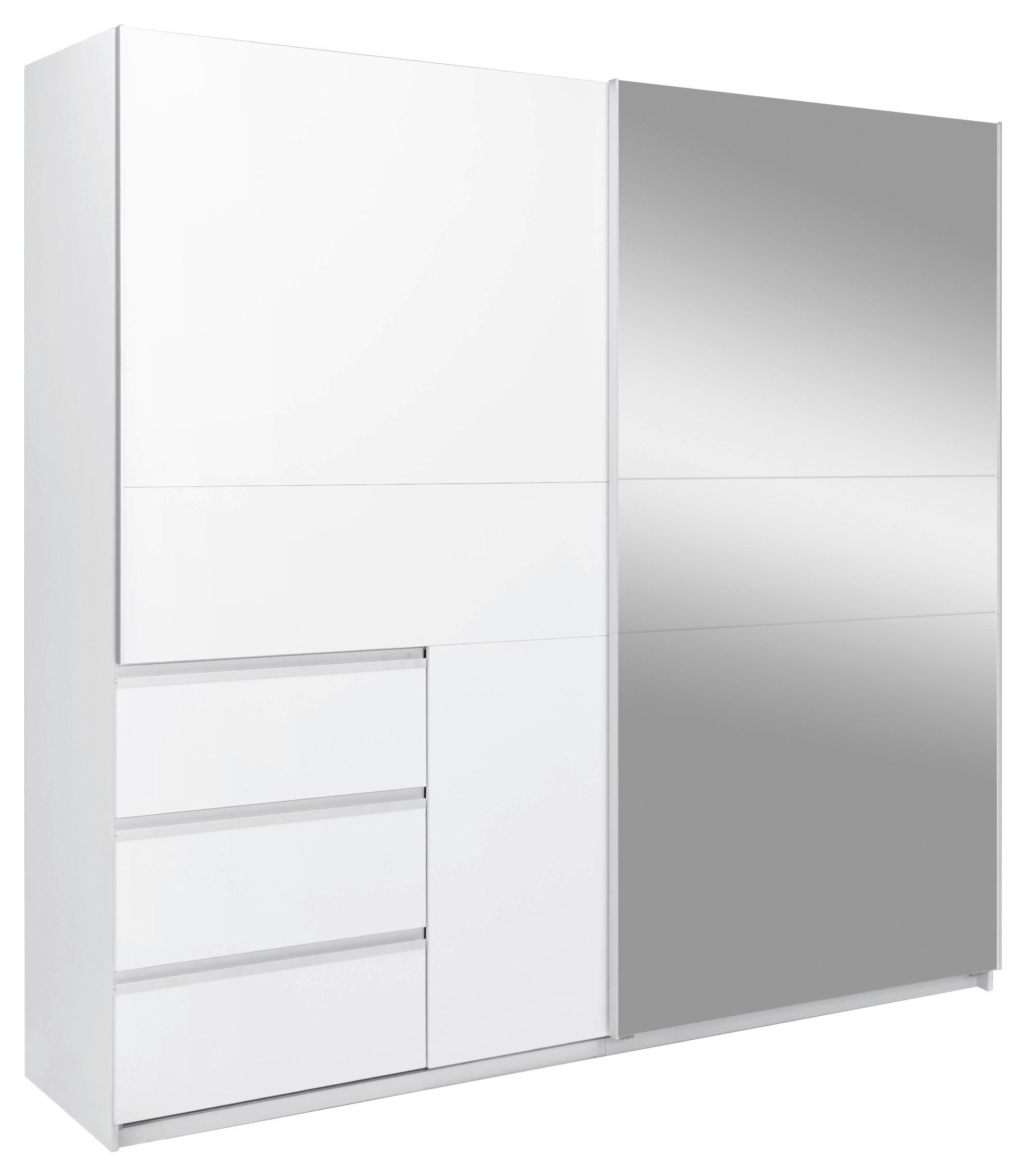 Omara Z Drsnimi Vrati Wilma, Bela - bela, Moderno, kovina/leseni material (215/210/61,5cm) - P & B