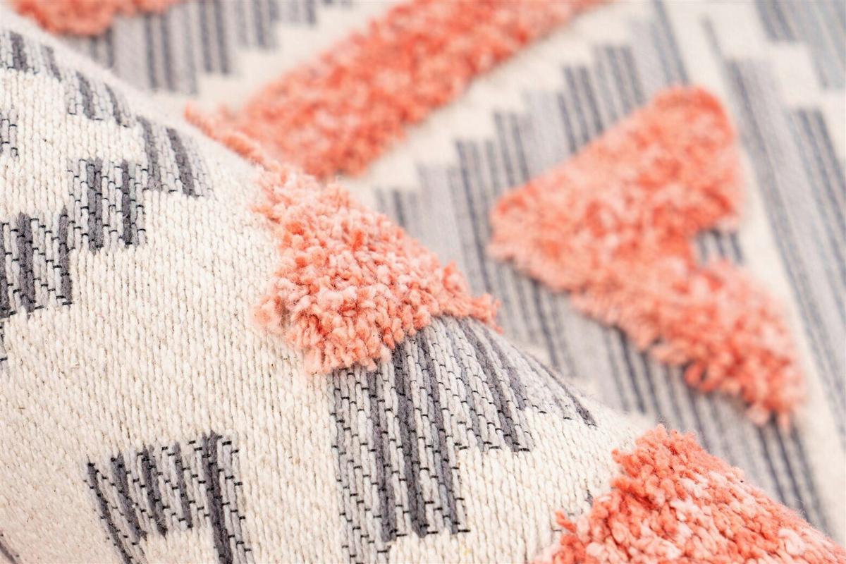 FLACHWEBETEPPICH ETHNIE 100 GRAU/APRICO 200X290 - Koralle/Grau, Design, Textil (200/290cm) - Kayoom