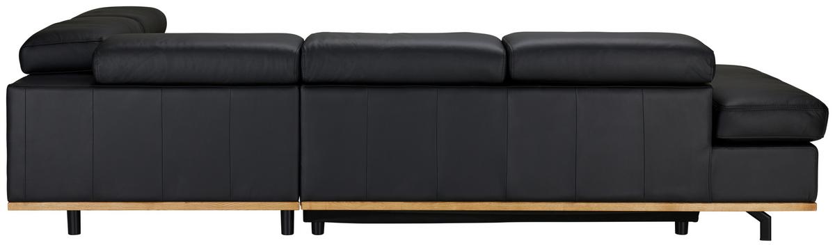 Wohnlandschaft Carmen rechts Schwarz - Anthrazit/Beige, MODERN, Leder/Holz (292/72/226cm) - Premium Living