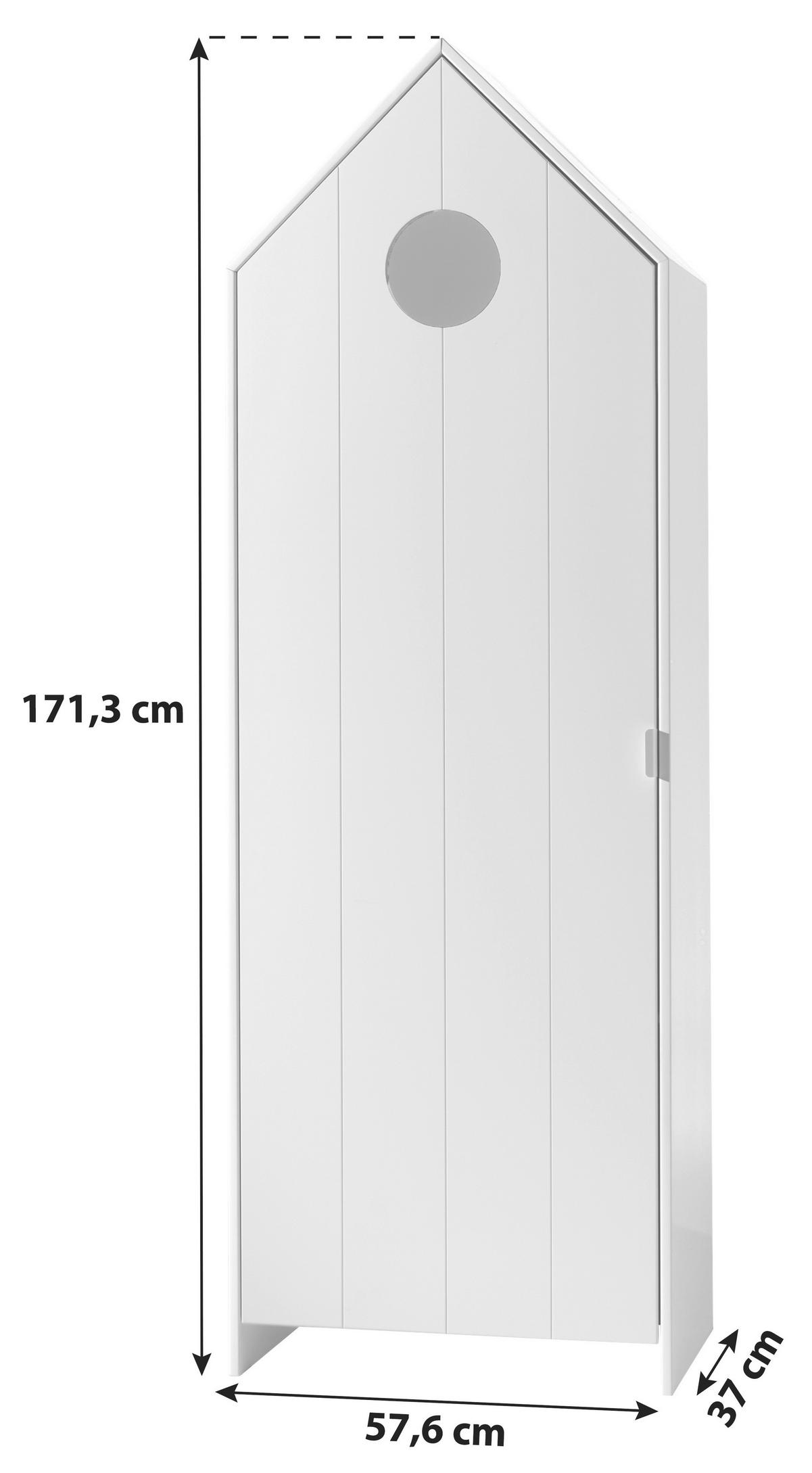 Kinderkleiderschrank Casami Mintgrün/Weiß - Weiß/Mintgrün, MODERN, Holzwerkstoff (57,6/171,3/37cm) - Vipack
