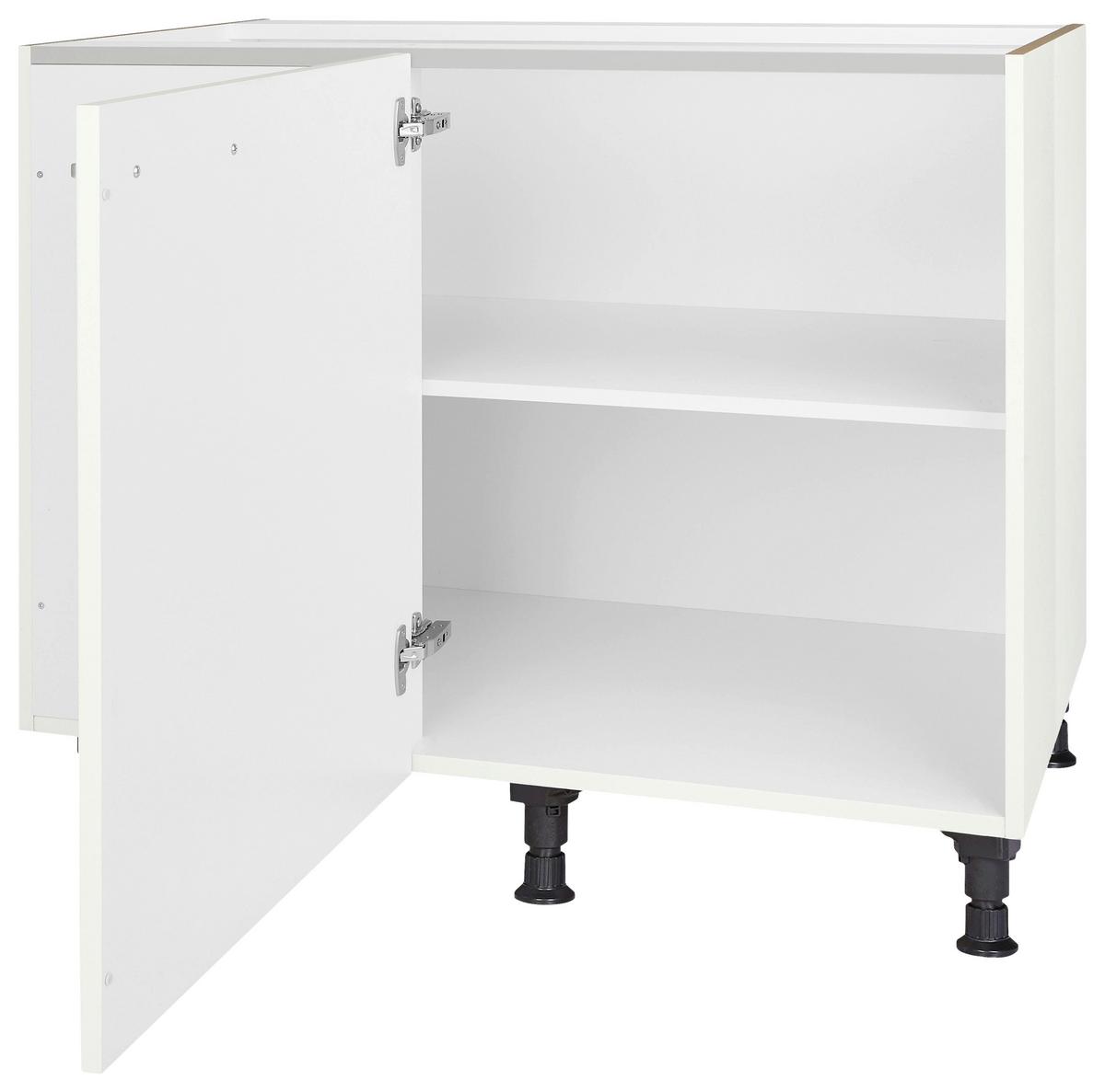 Eckunterschrank Flash Weiß Hochglanz - Edelstahlfarben/Weiß Hochglanz, MODERN, Holzwerkstoff/Metall (125/87/65cm) - Nobilia