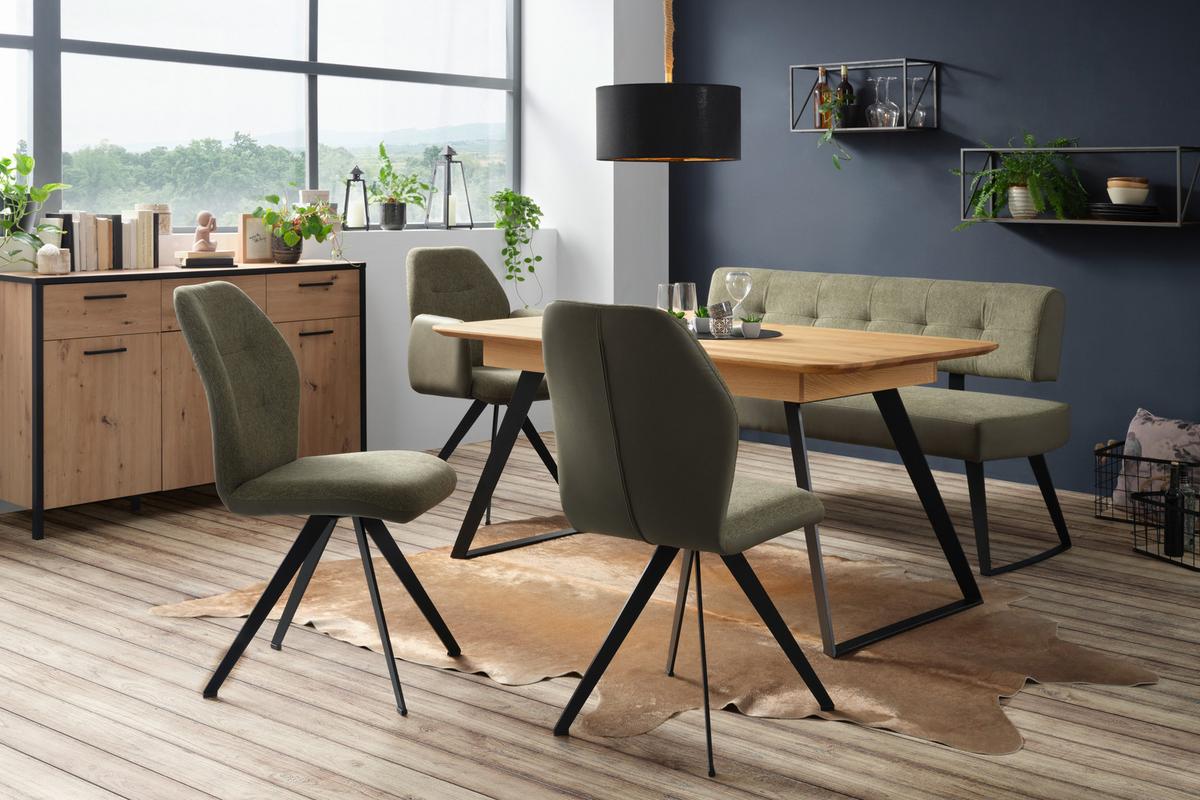 Sitzbank in Grün ca. 160cm - Schwarz/Grün, Modern, Textil/Metall (160cm) - Premium Living