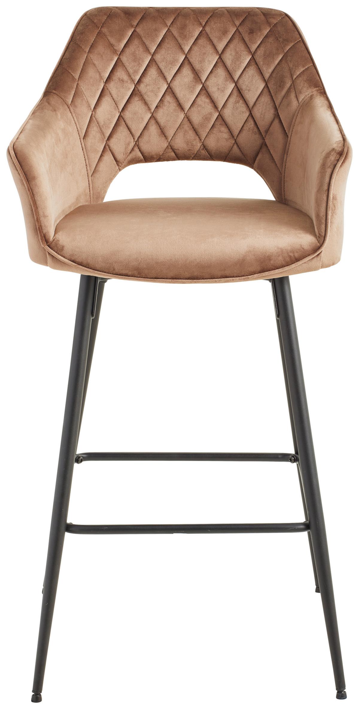 STOŁEK BAROWY PORTOFINO - czarny/taupe, Modern, metal/tkanina (55/105/53cm) - MID.YOU
