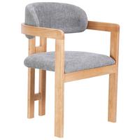KRZESŁO Z PODŁOKIETNIKAMI SALLY - kolor dębowy/szary, Modern, drewno/tkanina (60/80/52cm) - MID.YOU