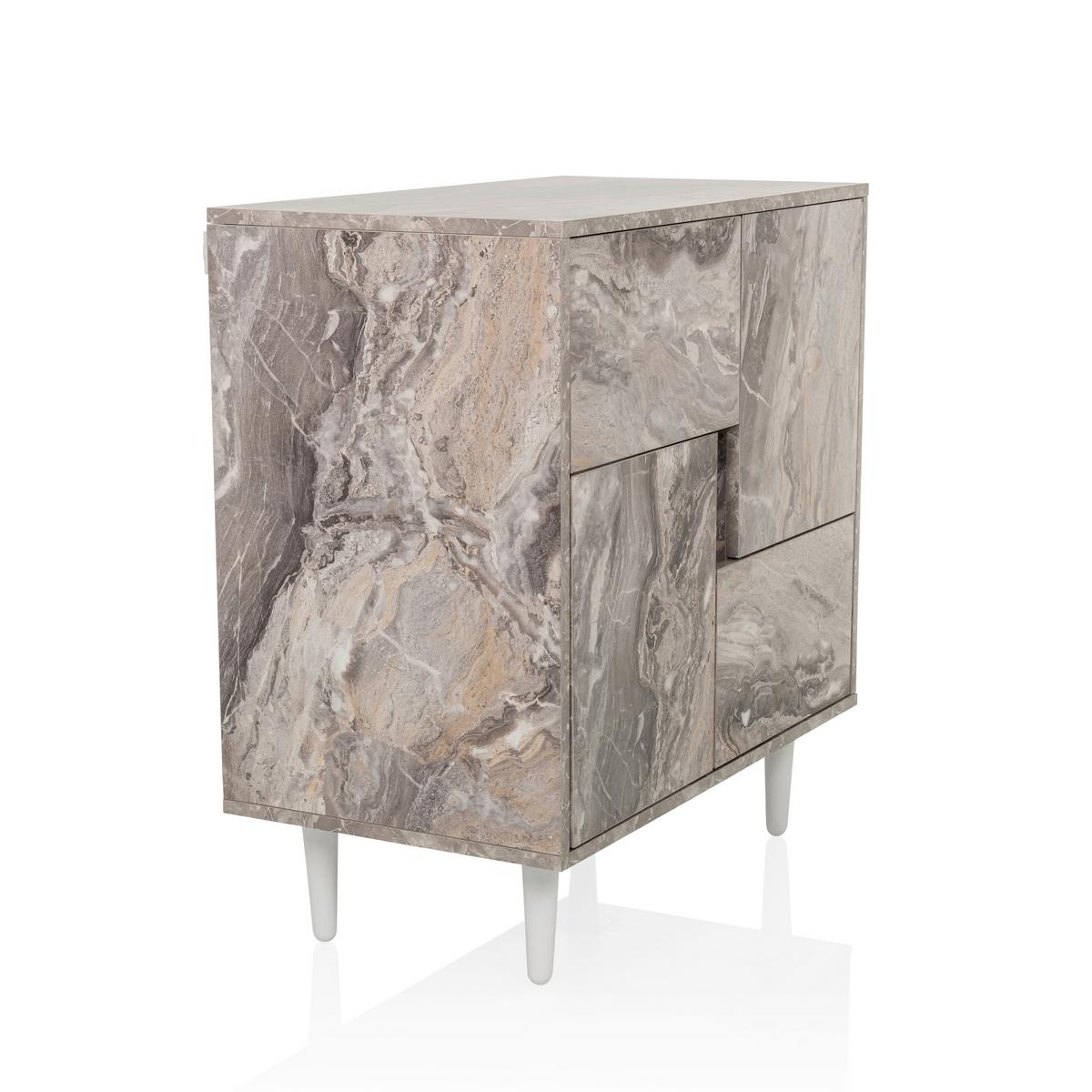 Komoda Lykkja, Rjava, Bela - črna/bela, Moderno, leseni material/les (72/77/39,5cm) - MID.YOU