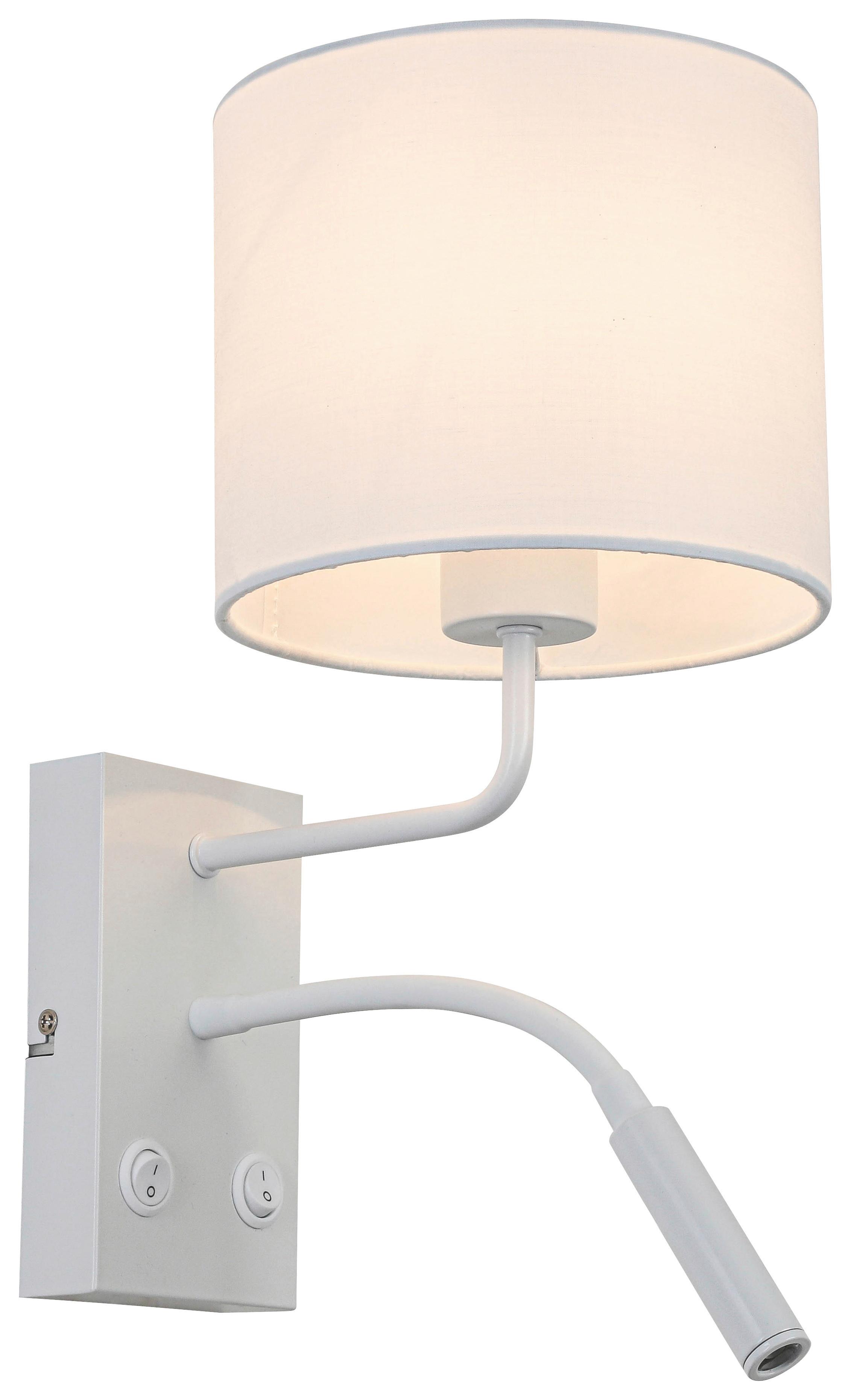 Wandleuchte Douple Weiss max. 28 Watt - Weiss, Konventionell, Kunststoff/Textil (31/18/33cm) - Mömax
