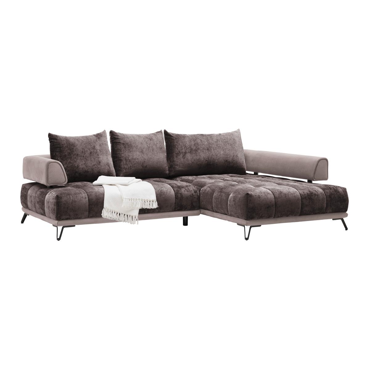 Ecksofa Morgan Taupe - Taupe/Schwarz, MODERN, Textil/Metall (262/67-87/184cm) - Mömax