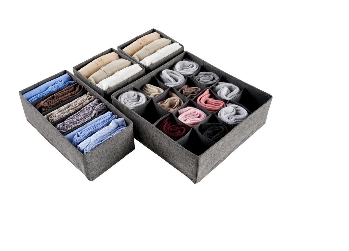 Set de cutii pentru depozitare Ludwig - gri închis, Modern, hârtie/textil - Mömax