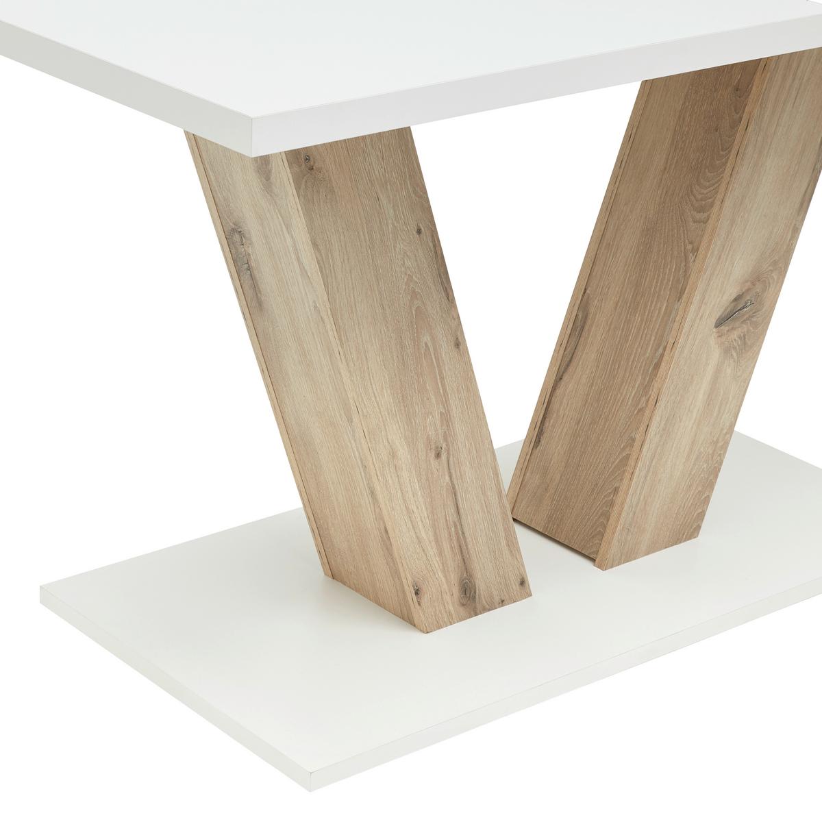 Ausziehtisch Hamm T Weiß/Eiche ca. 140-180x90x76cm - Eichefarben/Weiß, MODERN, Holzwerkstoff (140-180/90/76cm) - Mömax