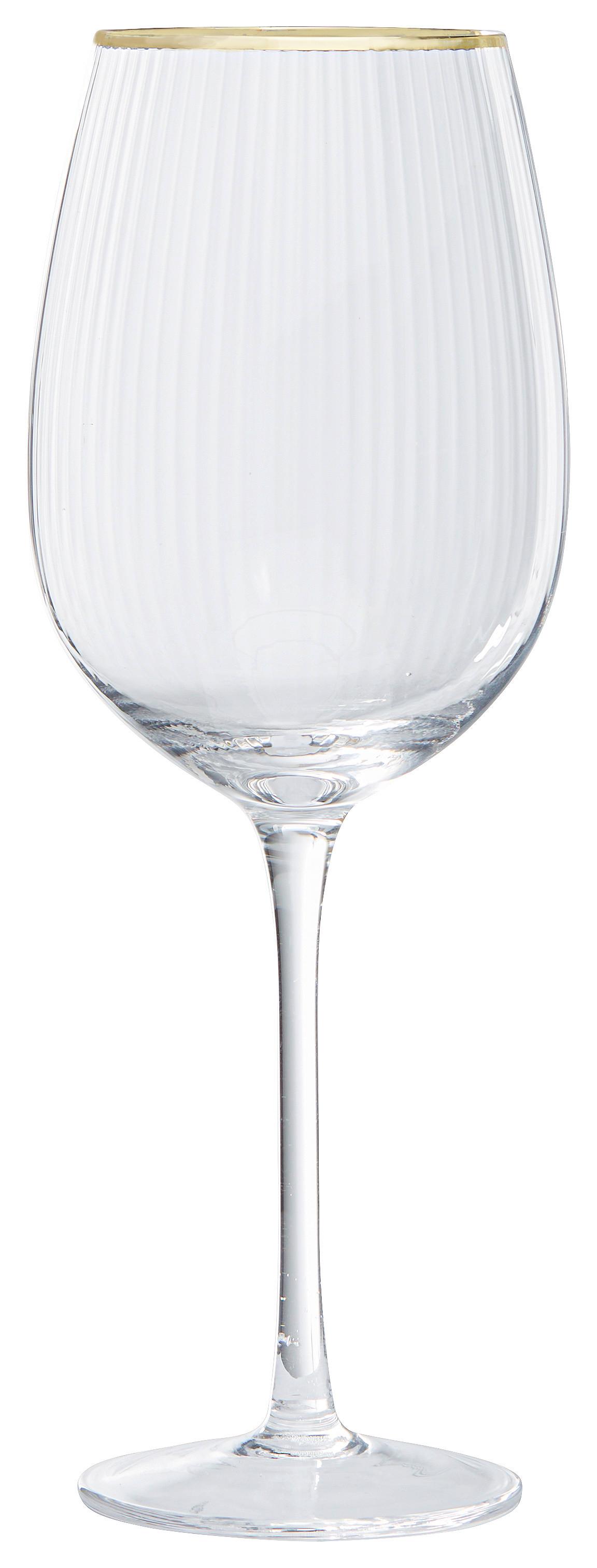 Weinglas Earth Tones Ca. 400ml - Klar/Goldfarben, Romantik / Landhaus, Glas (22,5cm) - Premium Living