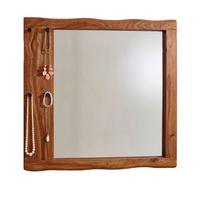 Stensko Ogledalo Wohnling - barve indijskega rožnega lesa, Moderno, steklo/les (80/80/3cm) - MID.YOU