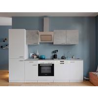 Küchenblock Malia mit Geräten ca. 280 cm Weiß/Hellgrau - Edelstahlfarben/Hellgrau, Basics, Holzwerkstoff/Metall (280cm) - Respekta