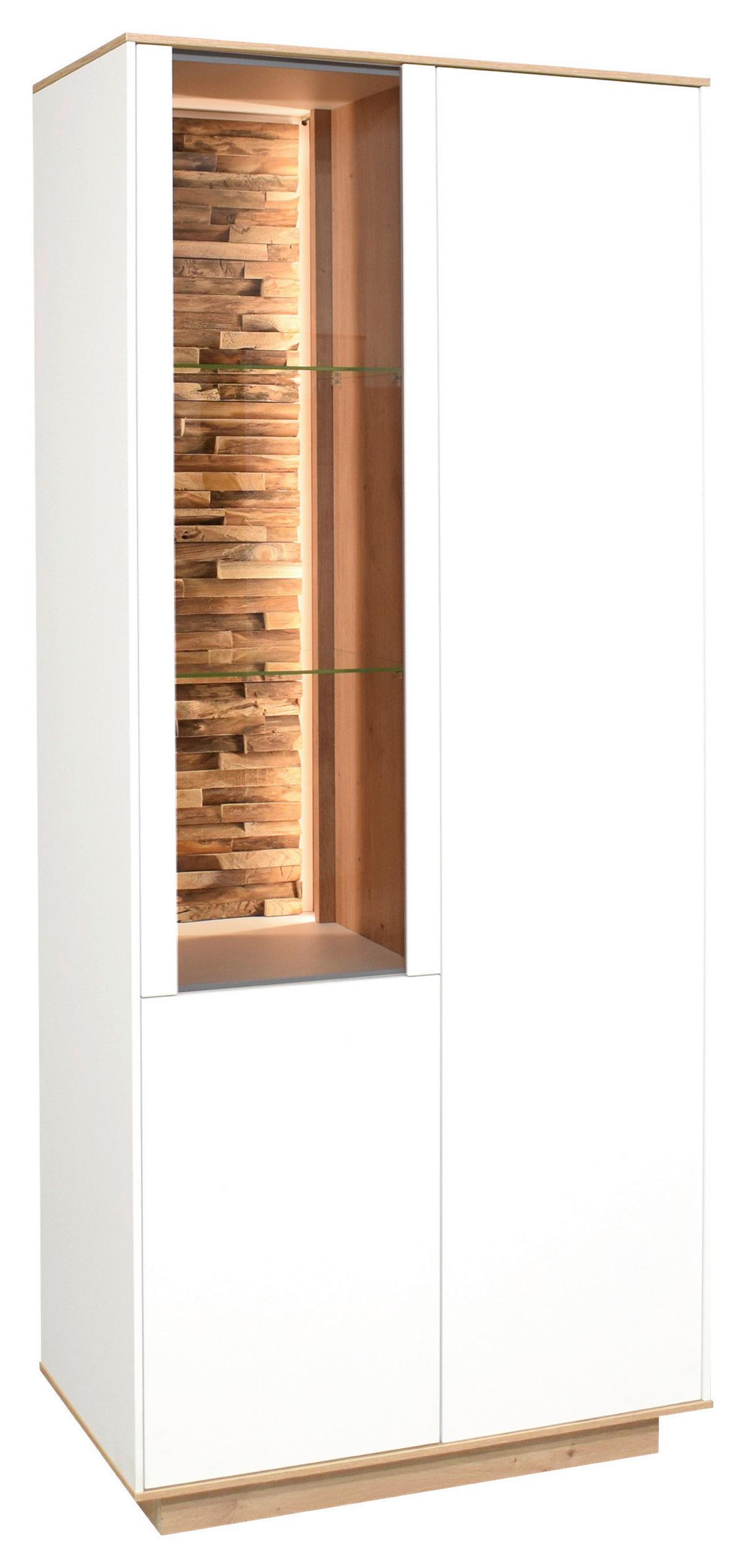 Vitrine Halvar Weiß/Eiche Artisan - Weiß/Eiche Artisan, MODERN, Holzwerkstoff (81/186/42cm) - Premium Living