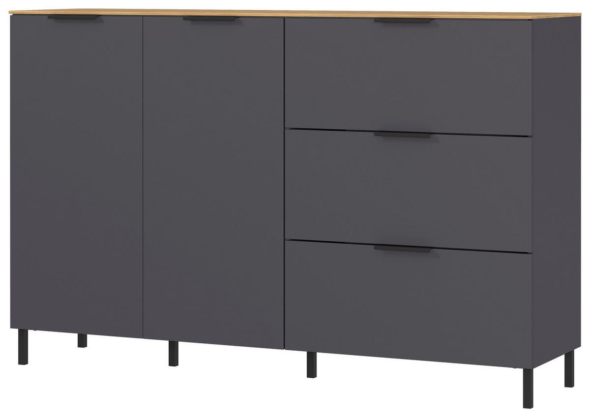 Kommode California in Graphitfarben/Eichefarben - Eichefarben/Graphitfarben, MODERN, Holzwerkstoff/Metall (151/98/40cm) - Premium Living