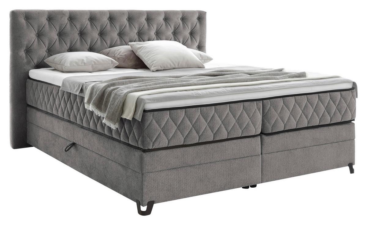 Boxspring Krevet Carmen - siva/tirkizna, Konvencionalno, drvni materijal/drvo (180/200cm) - Modern Living