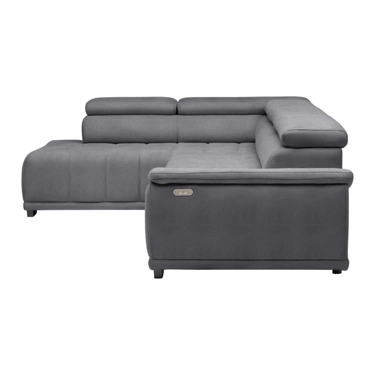 Ecksofa Gremio Links Blaugrau - Blaugrau/Schwarz, MODERN, Kunststoff/Textil (106/77-100/283-206cm) - Premium Living