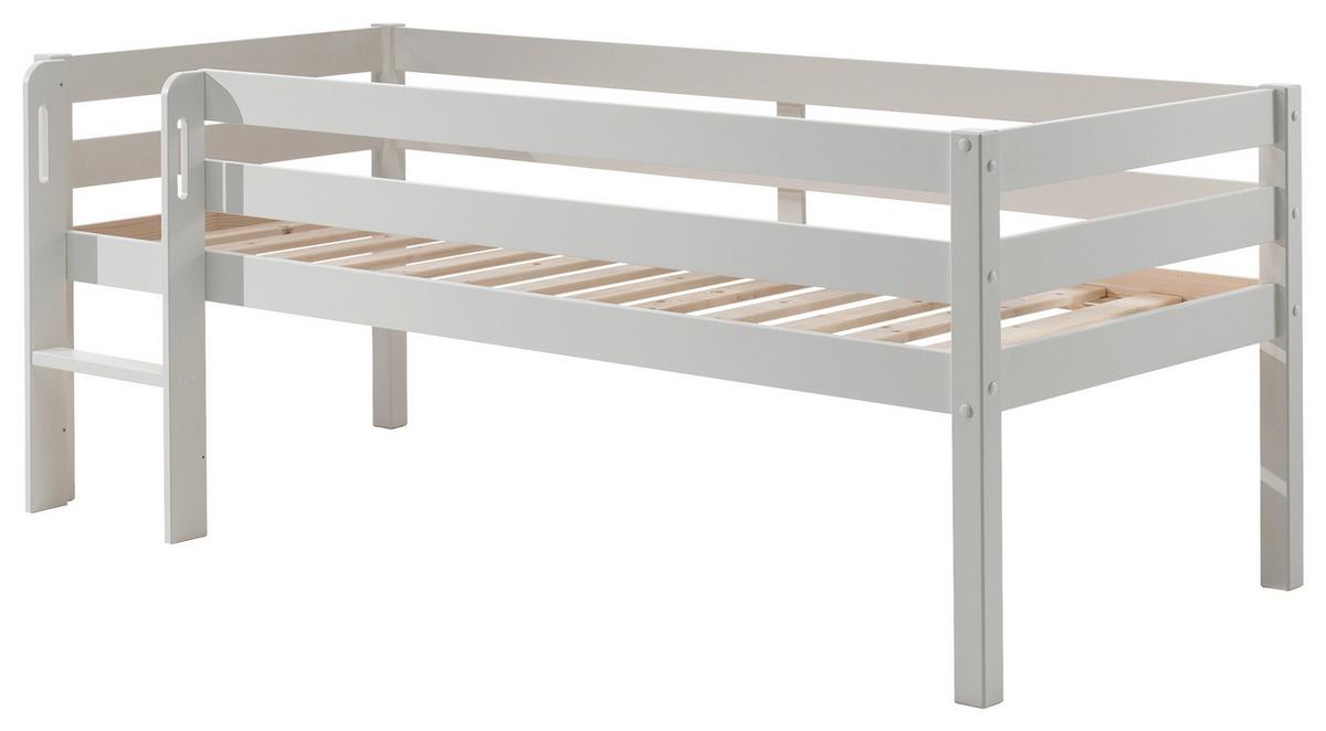 Hochbett Pino ca.90x200cm Kiefer Massiv Weiß - Weiß, MODERN, Holz/Holzwerkstoff (90/200cm) - MID.YOU