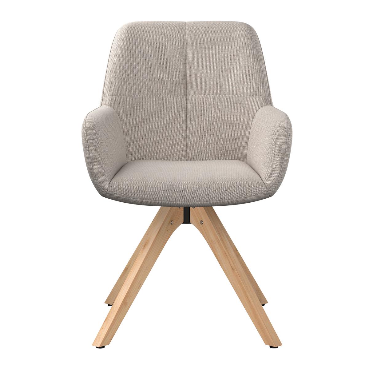 Naslanjač Woody, Bež, Vrtljiv - bež/naravne barve, Trend, tekstil/les (64/83/61cm)