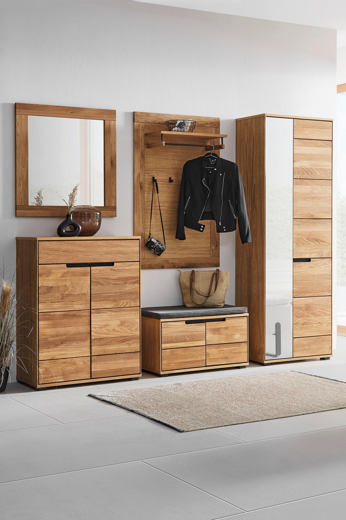 Garderobenschrank Lola in Wildeiche - Wildeiche/Schwarz, Lifestyle, Glas/Naturmaterialien (70/196/40cm) - ecoTree