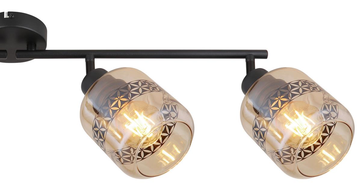 Strahler Lazarus in Schwarz max. 15 Watt - Schwarz, Design, Glas/Metall (70,5/11/25cm) - Globo
