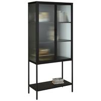 Vitrine Cube in Schwarz - Klar/Schwarz, MODERN, Glas/Metall (80/180/38cm) - Premium Living