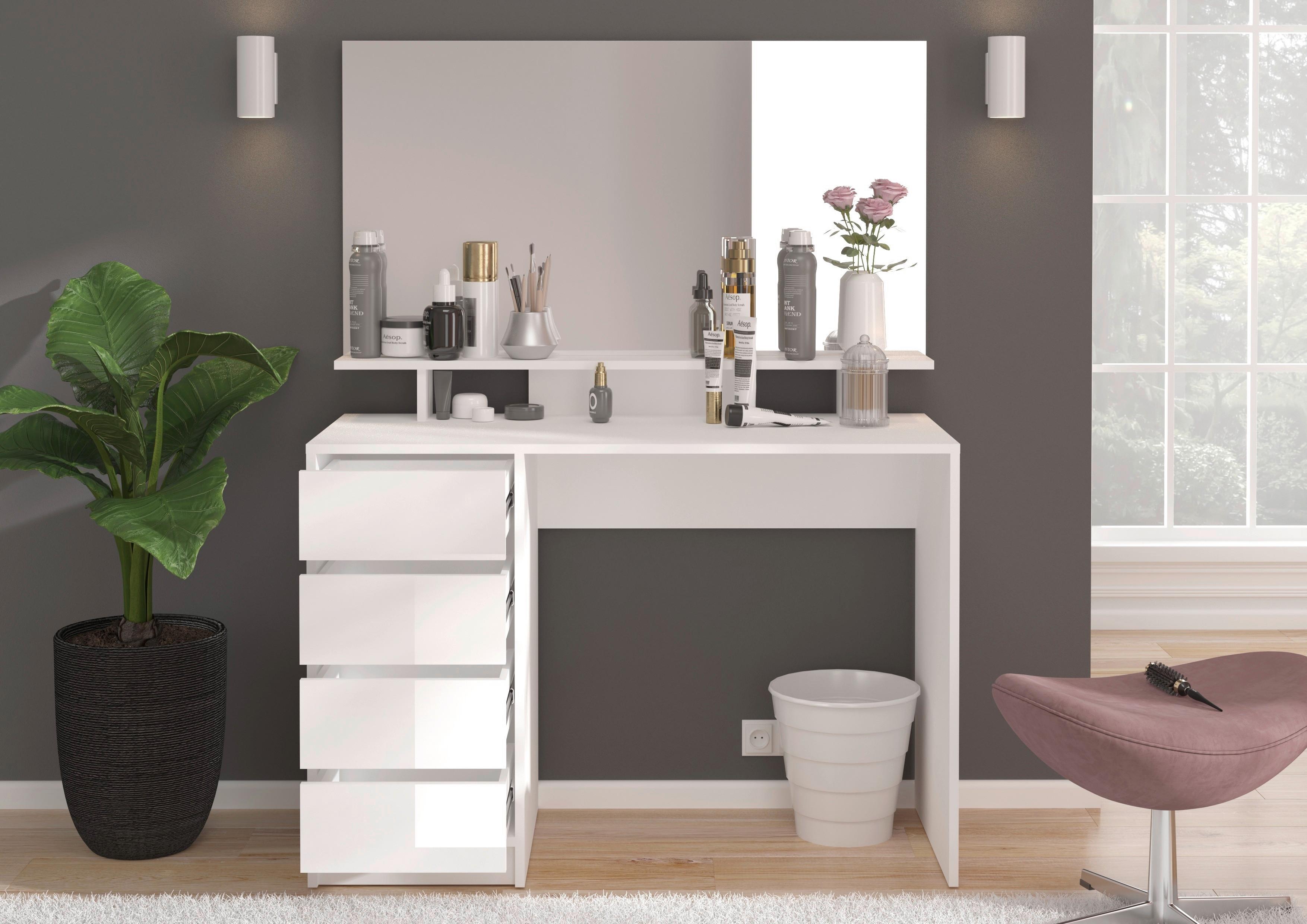 Toaletni Stolić Emma - Design, staklo/drvni materijal (110/145/48cm) - Modern Living