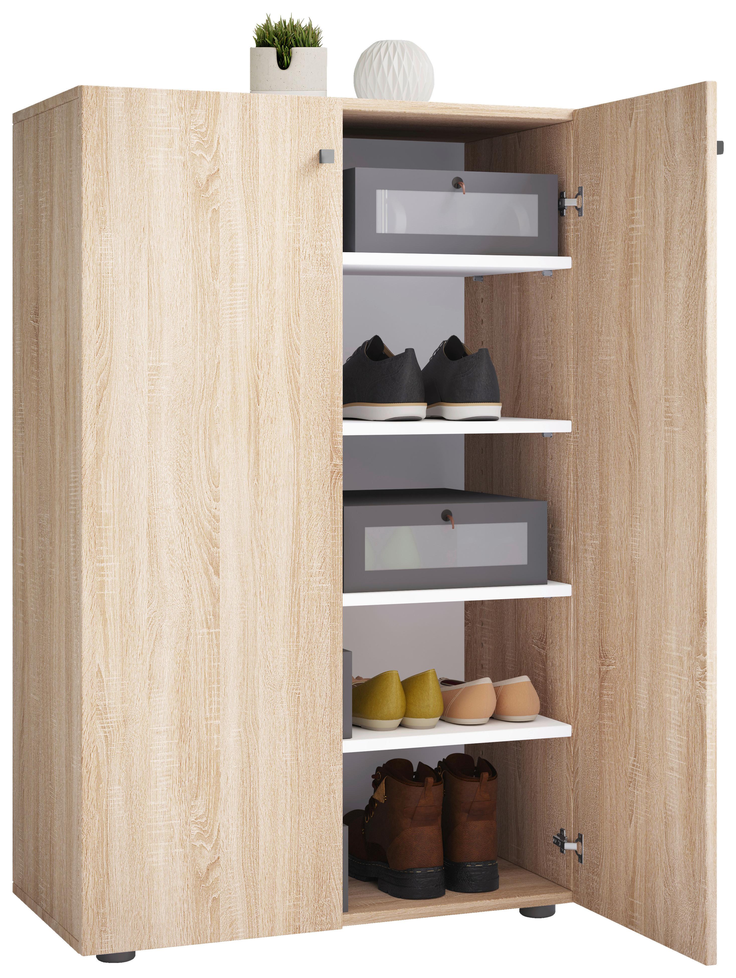 Schuhschrank LONA Sonoma Eiche ca. 70x110x39cm - Silberfarben/Schwarz, Design, Holzwerkstoff/Kunststoff (70/110/39cm) - MID.YOU